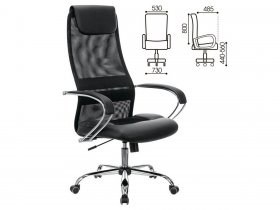 Кресло офисное BRABIX PREMIUM Stalker EX-608 CH, хром, ткань-сетка/кожзам, черное в Покровске - pokrovsk.mebel-nsk.ru | фото