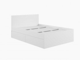 Кровать двуспальная с ящиками 1,4м Мадера-М1400 (белый) в Покровске - pokrovsk.mebel-nsk.ru | фото