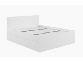 Кровать двуспальная с ящиками 1,6м Мадера-М1600 (белый) в Покровске - pokrovsk.mebel-nsk.ru | фото