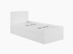 Кровать односпальная с ящиками 0,9м Мадера-М900 (белый) в Покровске - pokrovsk.mebel-nsk.ru | фото