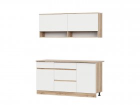 Кухонный гарнитур 1,6м Брауни (дуб делано/белый) в Покровске - pokrovsk.mebel-nsk.ru | фото