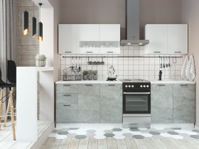 Кухонный гарнитур Дуся 2,0 м (белый глянец/цемент) в Покровске - pokrovsk.mebel-nsk.ru | фото