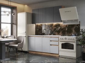 Кухонный гарнитур Ника 1,6 м (графит/серый софт) в Покровске - pokrovsk.mebel-nsk.ru | фото