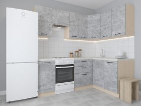 Модульная угловая кухня 1,4м*2,1м Лада (цемент) в Покровске - pokrovsk.mebel-nsk.ru | фото