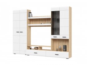 Стенка ГС-01 Либерти (дуб сонома/белый глянец) в Покровске - pokrovsk.mebel-nsk.ru | фото